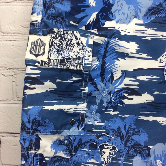 Chaps Swim Trunks Men’s Sz XL Blue Great Lake Print Brief Lined Pockets NWT $50 - Picture 3 of 9